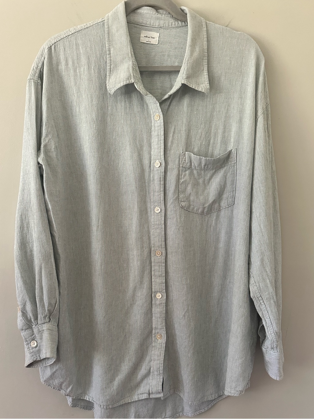 Wilfred Free Striped Linen Blend Button Down Shirt — image 2 of 7